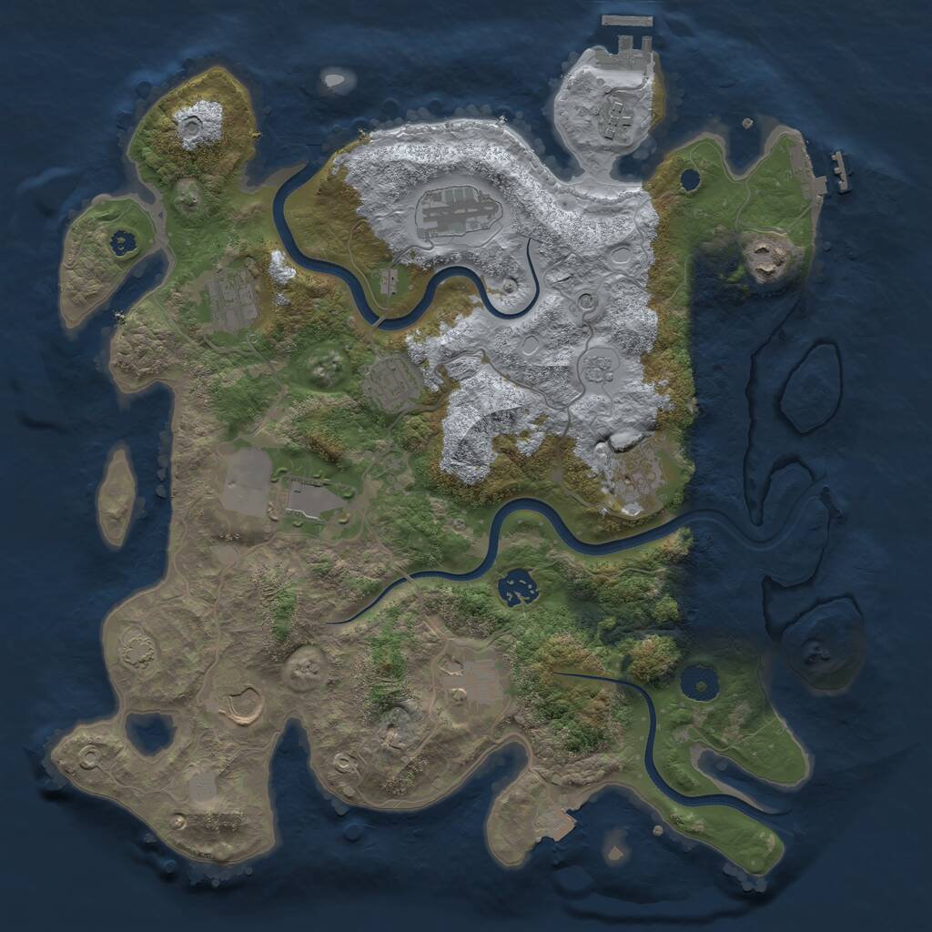 Rust Map: Procedural Map, Size: 3700, Seed: 1384431772, 16 Monuments