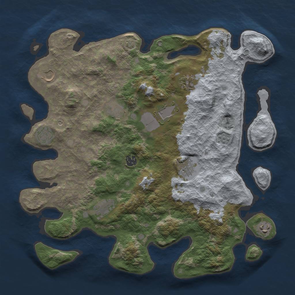 Rust Map: Barren, Size: 4000, Seed: 12808005, 14 Monuments