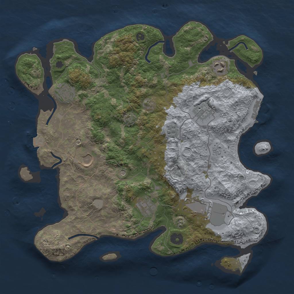 Rust Map: Procedural Map, Size: 3500, Seed: 568497, 14 Monuments