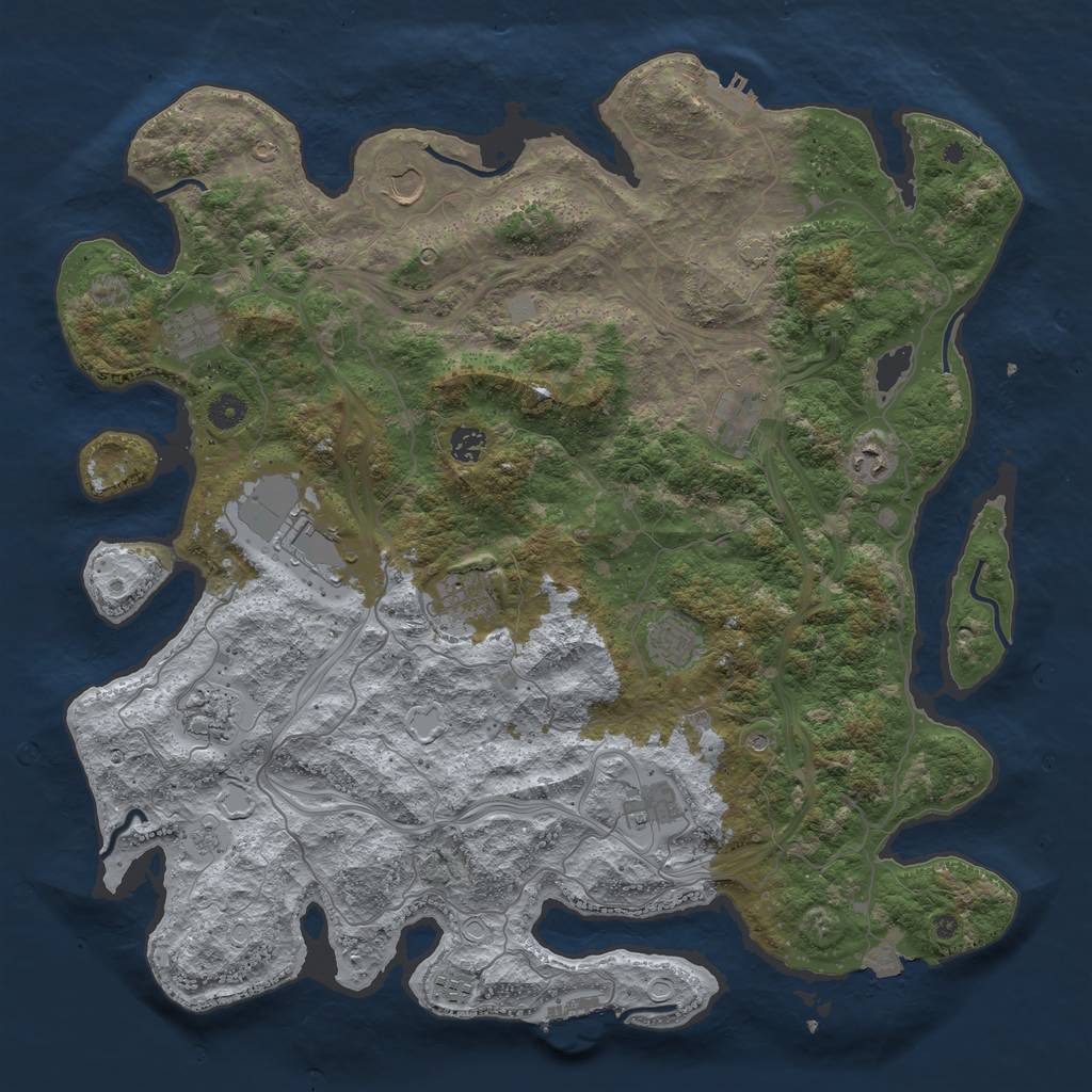 Rust Map: Procedural Map, Size: 4500, Seed: 543099144, 19 Monuments