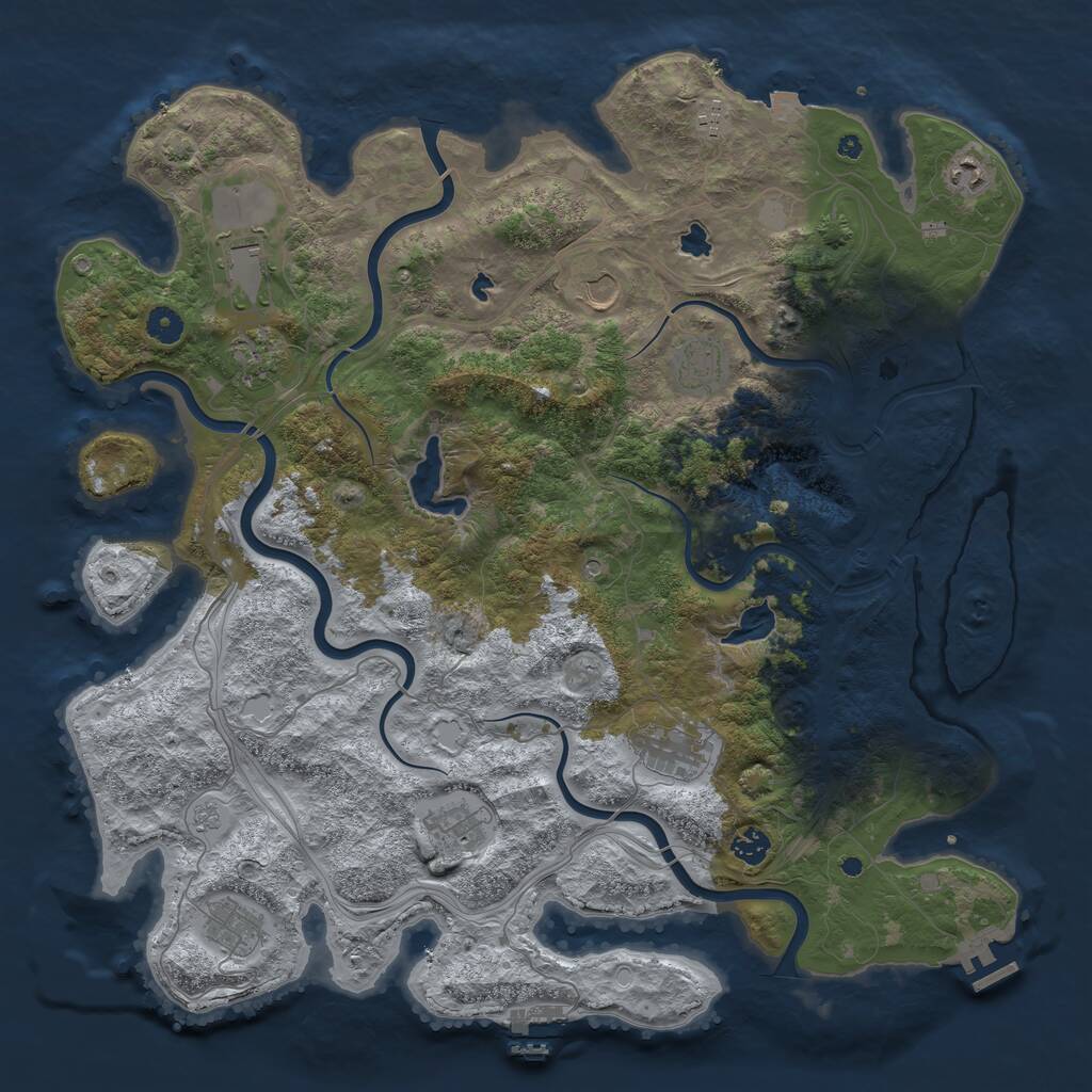 Rust Map: Procedural Map, Size: 4500, Seed: 543099144, 16 Monuments