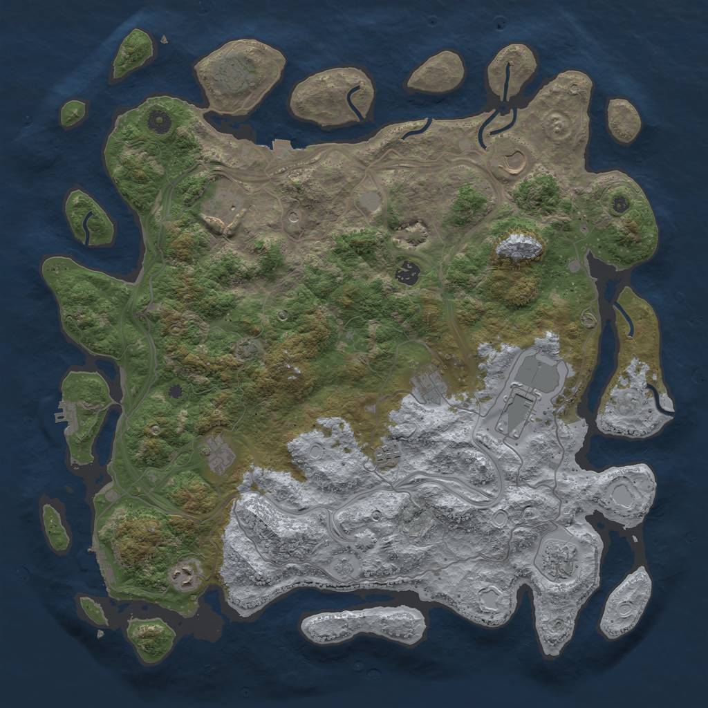 Rust Map: Procedural Map, Size: 4500, Seed: 529111568, 18 Monuments