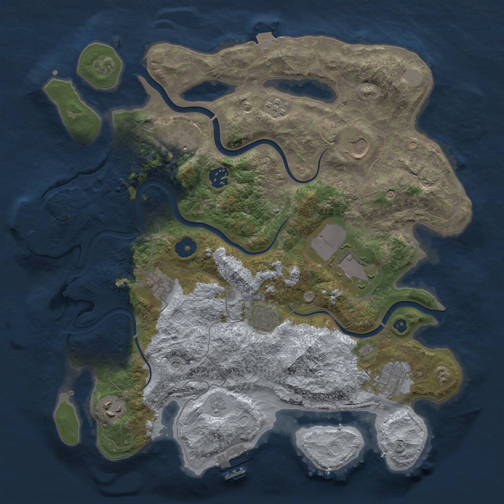 Rust Map: Procedural Map, Size: 3700, Seed: 162693717, 15 Monuments