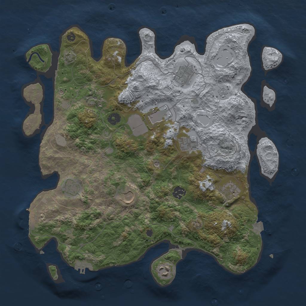Rust Map: Procedural Map, Size: 3700, Seed: 808017813, 17 Monuments