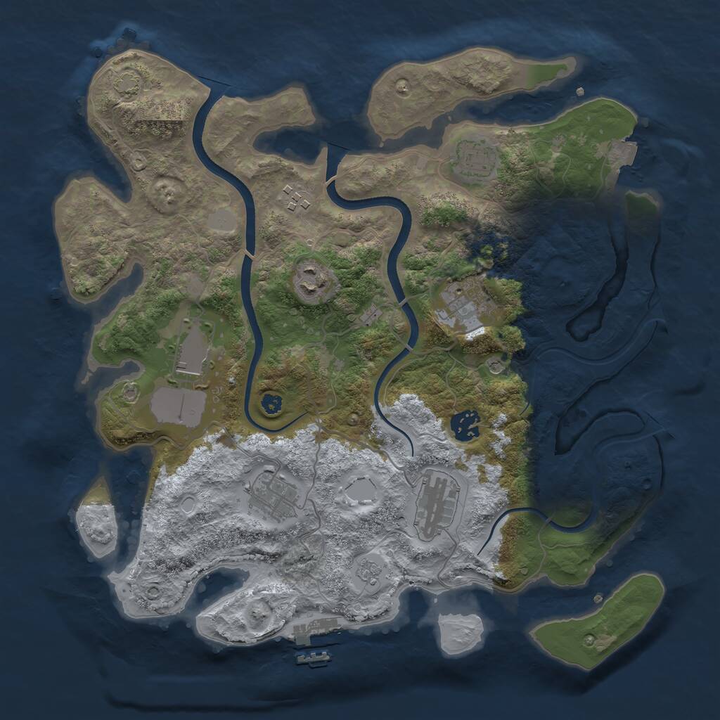 Rust Map: Procedural Map, Size: 3500, Seed: 746327, 13 Monuments