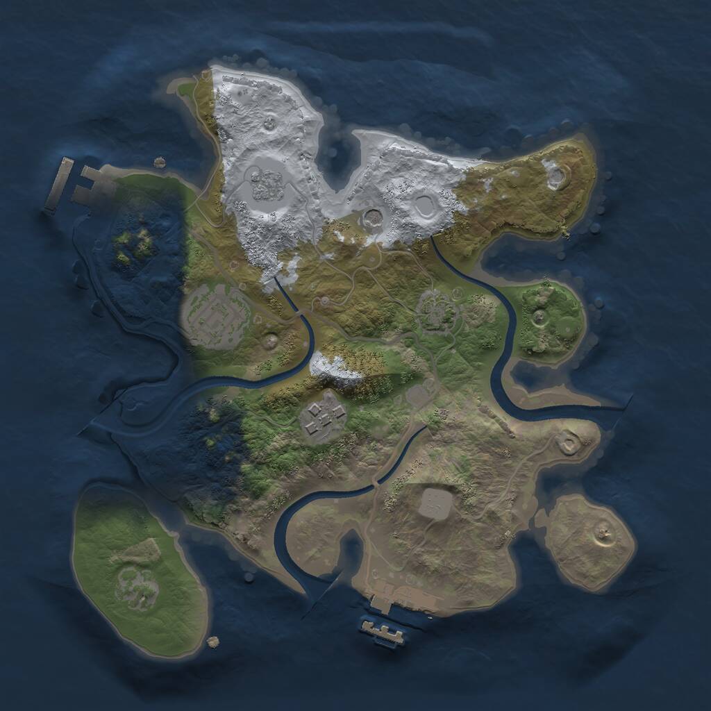 Rust Map: Procedural Map, Size: 2500, Seed: 901079311, 8 Monuments