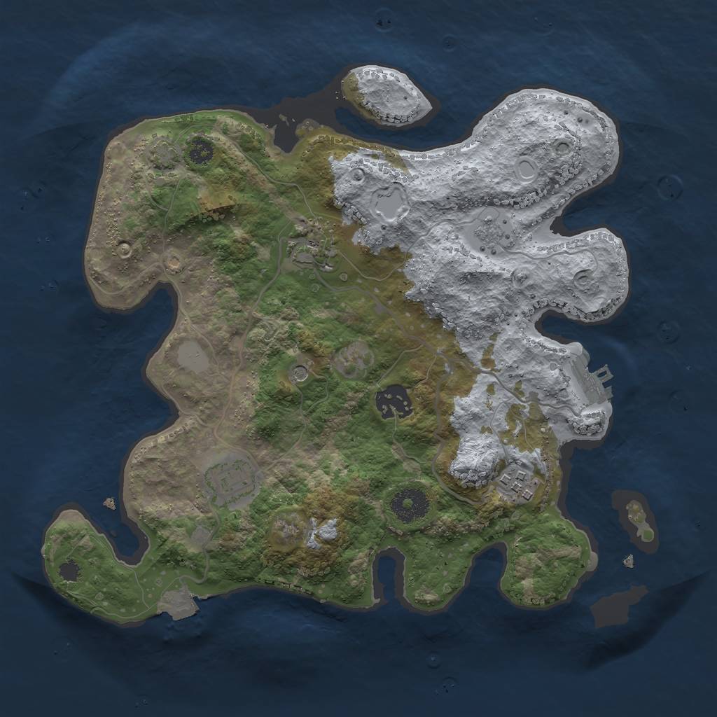Rust Map: Procedural Map, Size: 3000, Seed: 1410862280, 11 Monuments