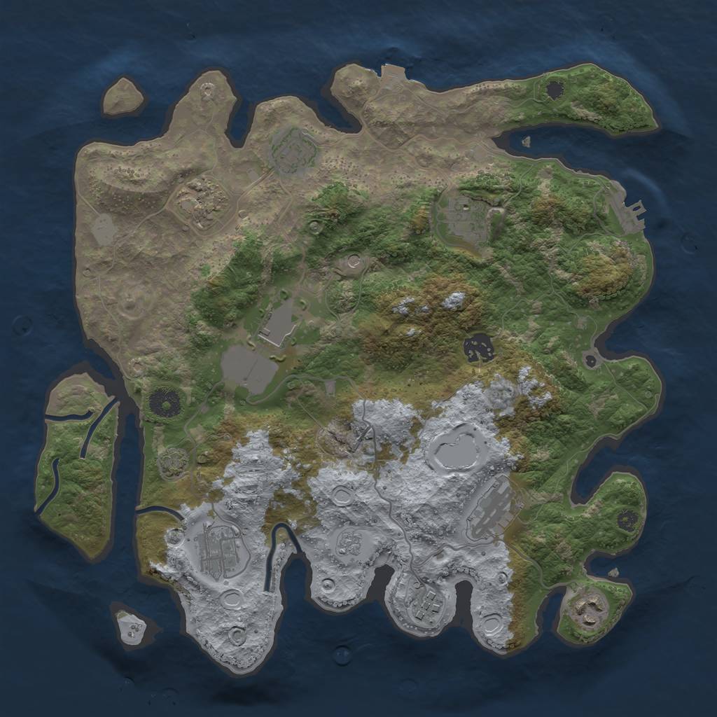 Rust Map: Procedural Map, Size: 3500, Seed: 497277314, 16 Monuments