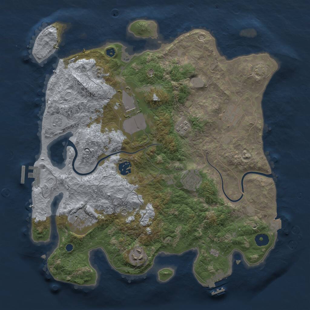 Rust Map: Procedural Map, Size: 3500, Seed: 782717782, 13 Monuments