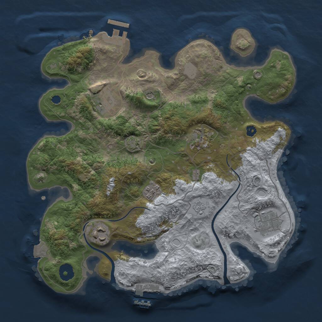 Rust Map: Procedural Map, Size: 3000, Seed: 1653350396, 11 Monuments
