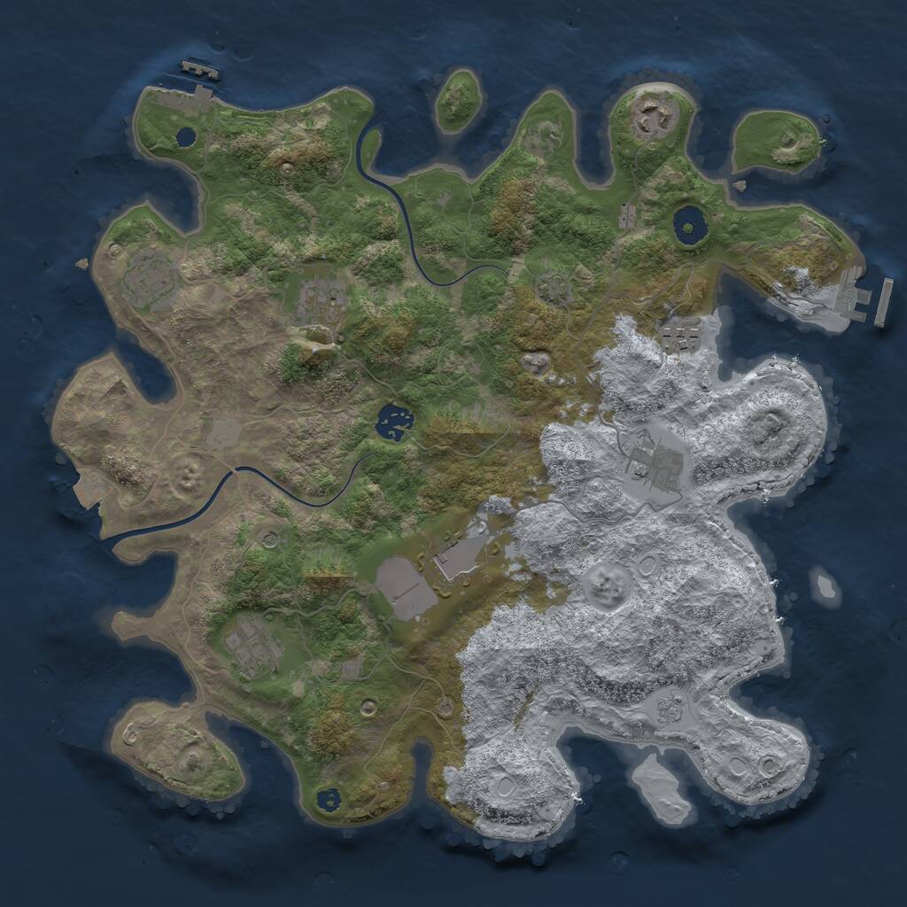 Rust Map: Procedural Map, Size: 3750, Seed: 1517559338, 14 Monuments