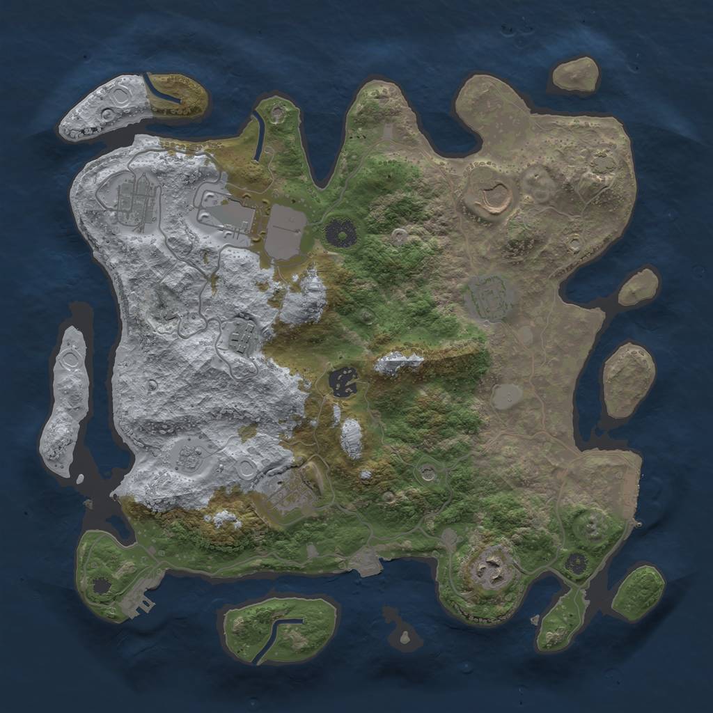 Rust Map: Procedural Map, Size: 3500, Seed: 8452, 16 Monuments
