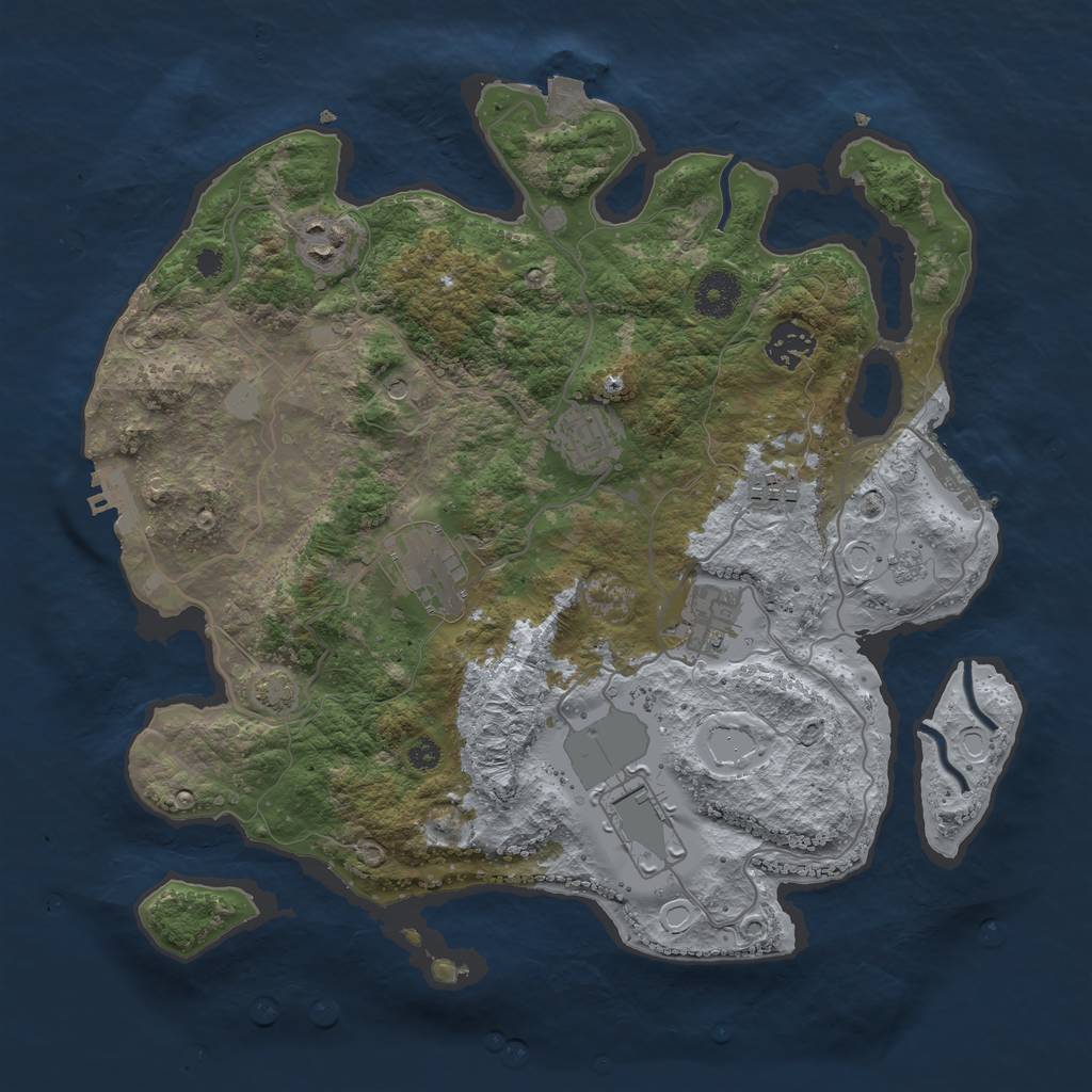 Rust Map: Procedural Map, Size: 3500, Seed: 932776868, 15 Monuments