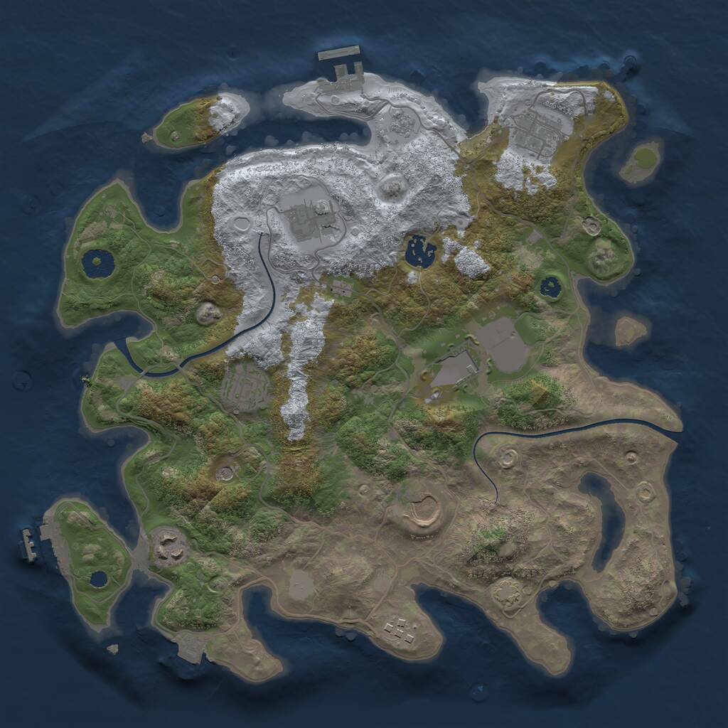 Rust Map: Procedural Map, Size: 3500, Seed: 309043276, 14 Monuments