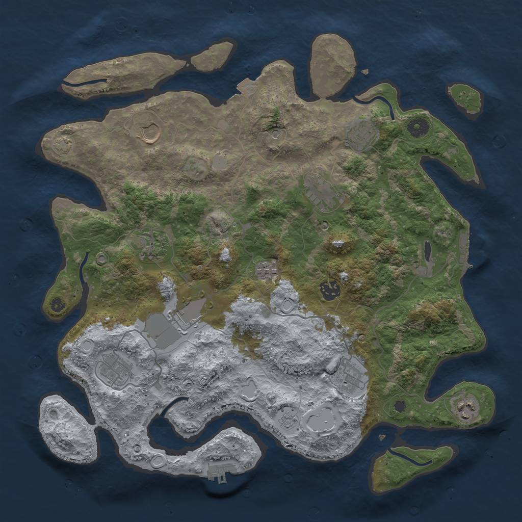 Rust Map: Procedural Map, Size: 3850, Seed: 772131100, 18 Monuments