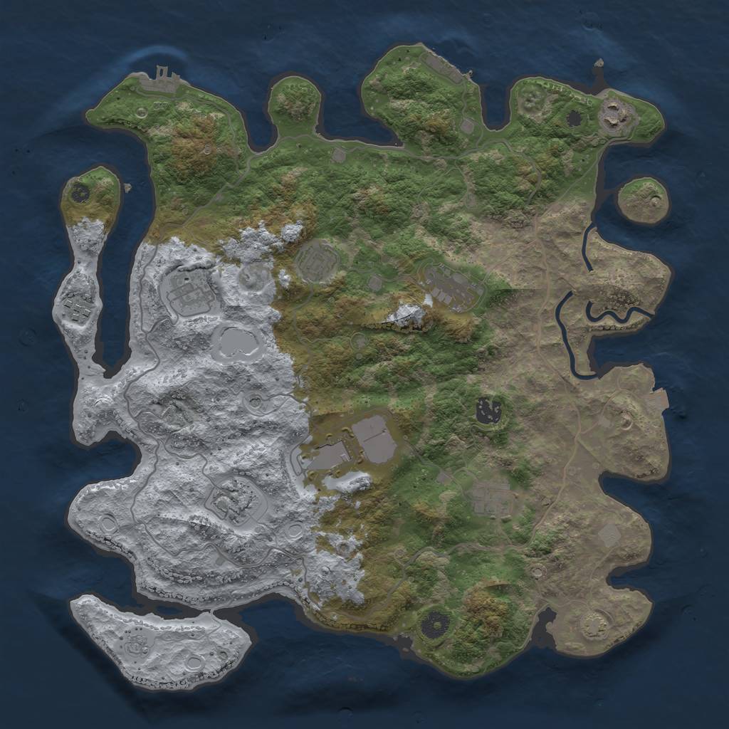 Rust Map: Procedural Map, Size: 4000, Seed: 1937837745, 17 Monuments