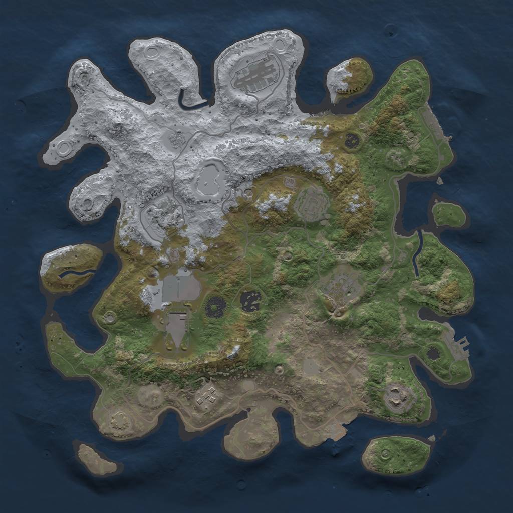 Rust Map: Procedural Map, Size: 3500, Seed: 1975576380, 16 Monuments
