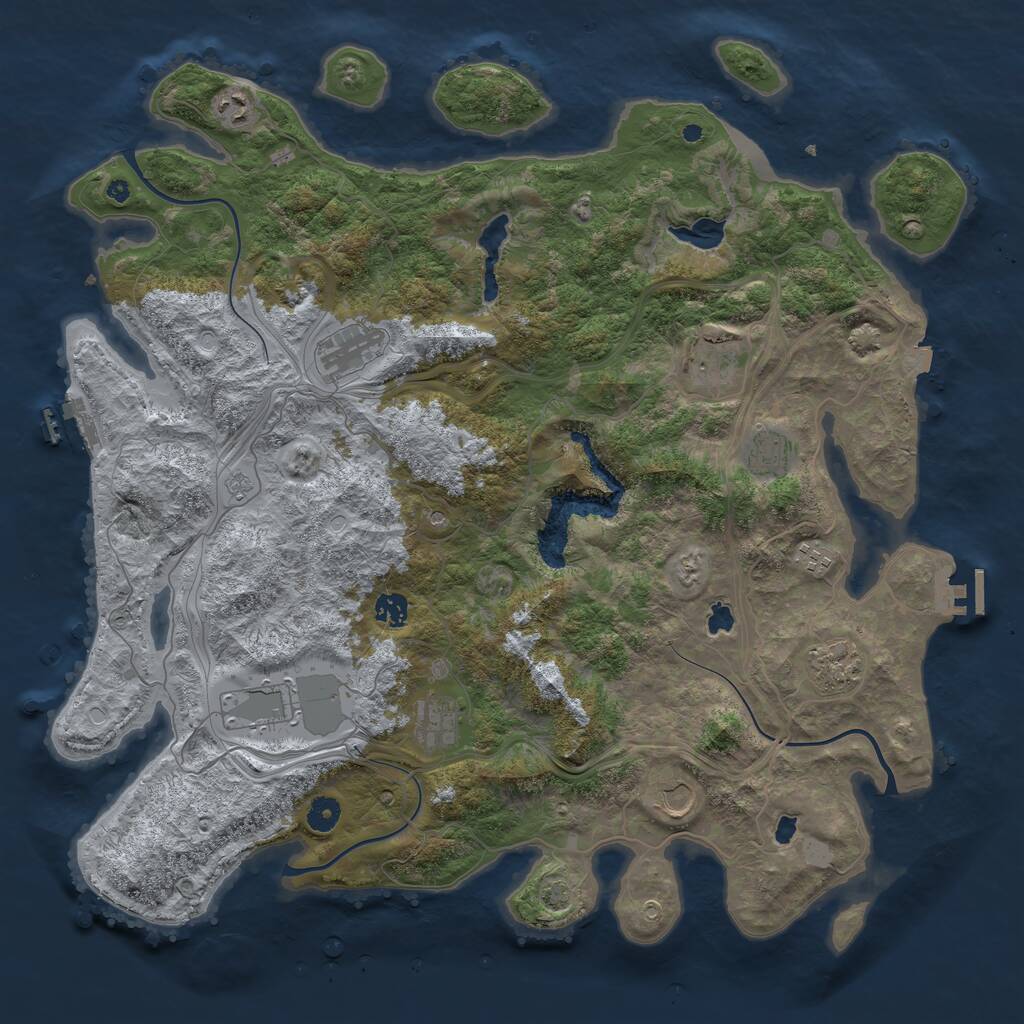 Rust Map: Procedural Map, Size: 4500, Seed: 1060283580, 16 Monuments