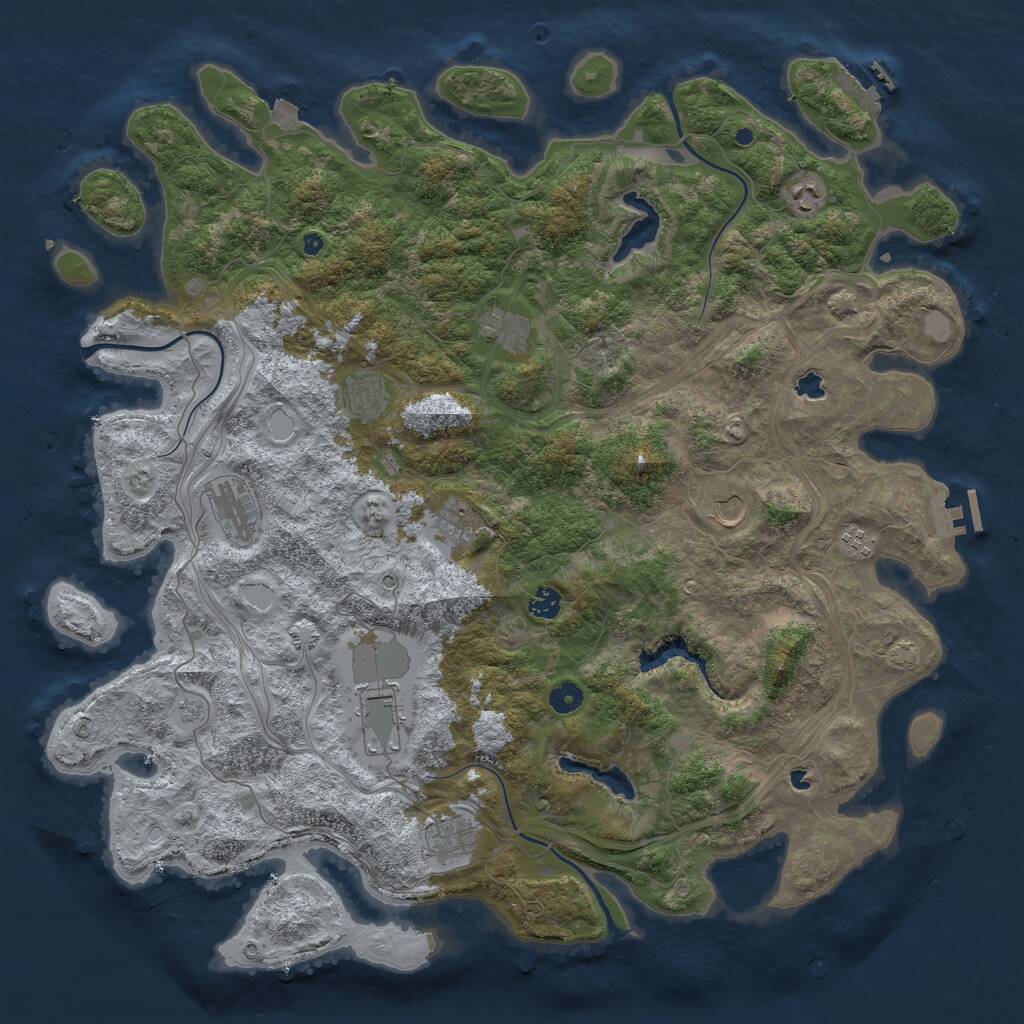 Rust Map: Procedural Map, Size: 4800, Seed: 550812330, 16 Monuments