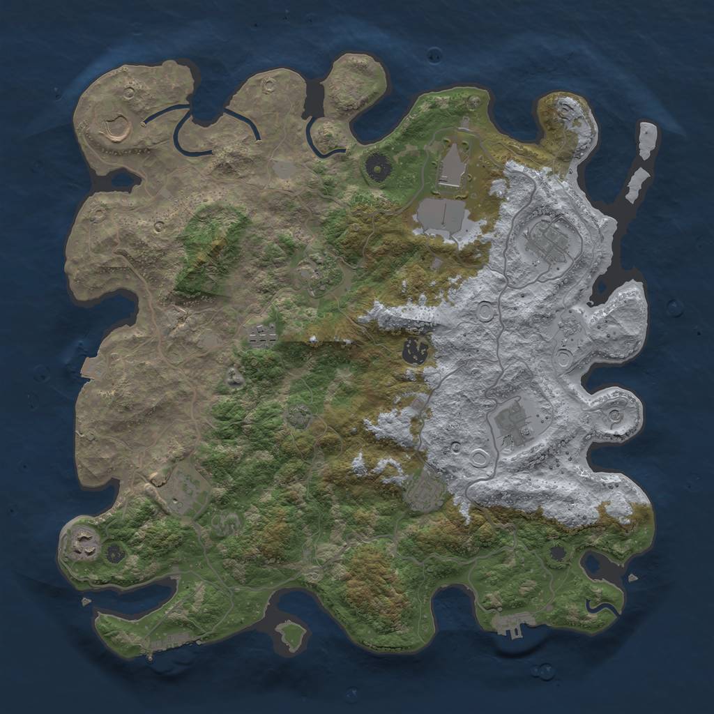 Rust Map: Procedural Map, Size: 4000, Seed: 9870354, 18 Monuments