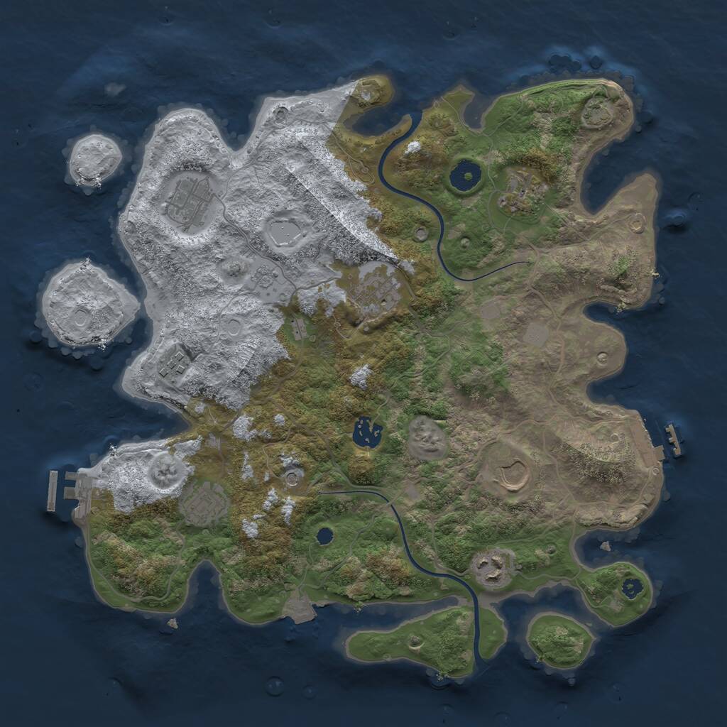 Rust Map: Procedural Map, Size: 3600, Seed: 127462690, 14 Monuments