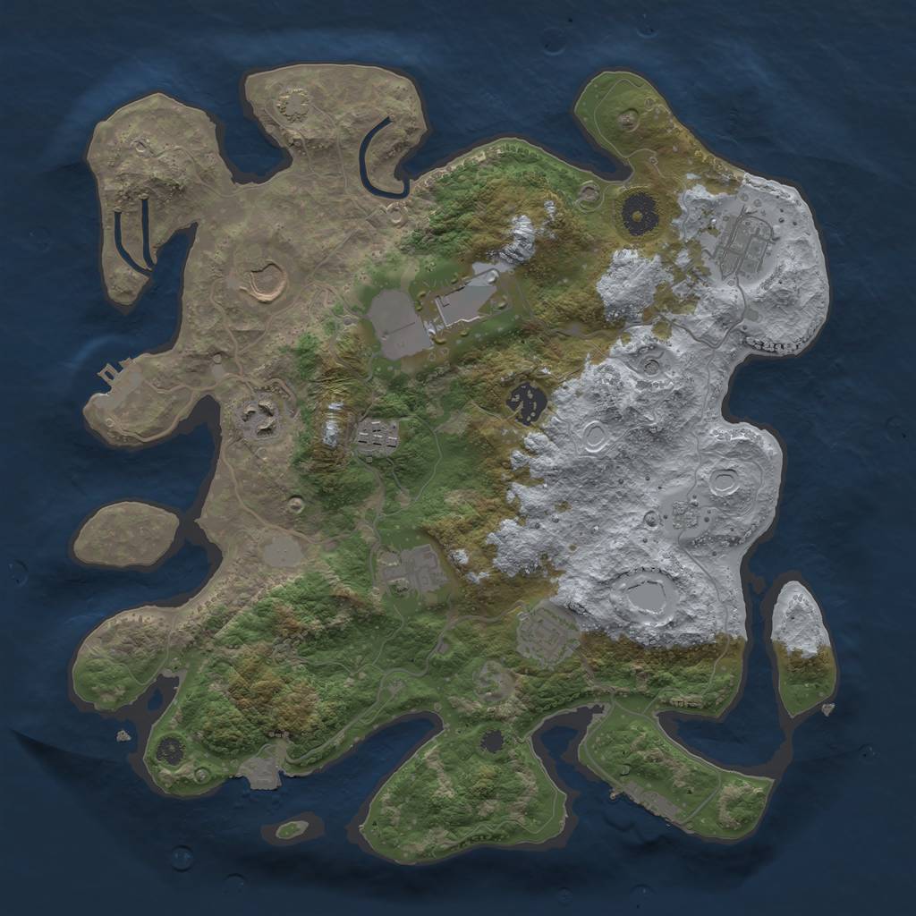 Rust Map: Procedural Map, Size: 3500, Seed: 879938482, 16 Monuments