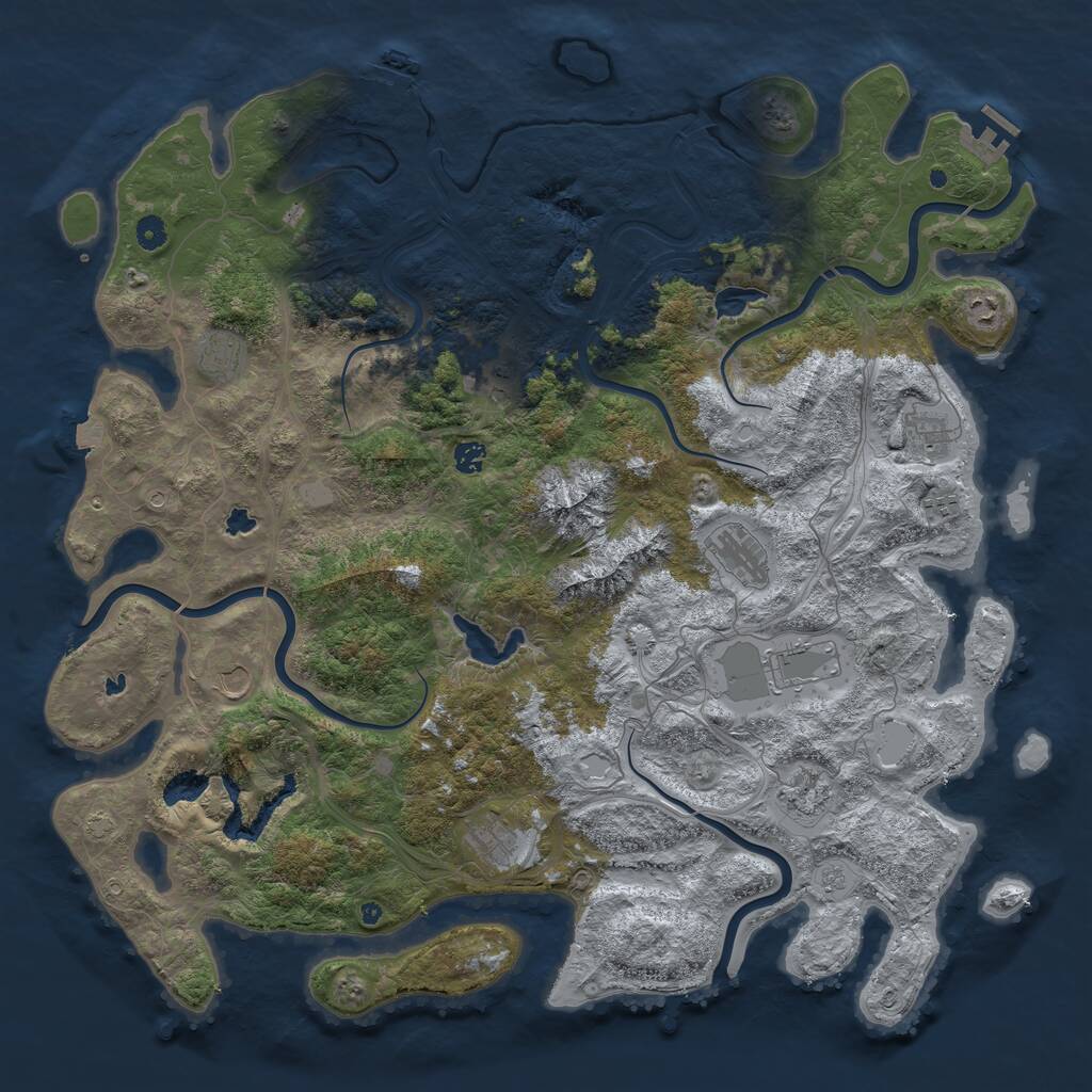 Rust Map: Procedural Map, Size: 5000, Seed: 1900833335, 17 Monuments