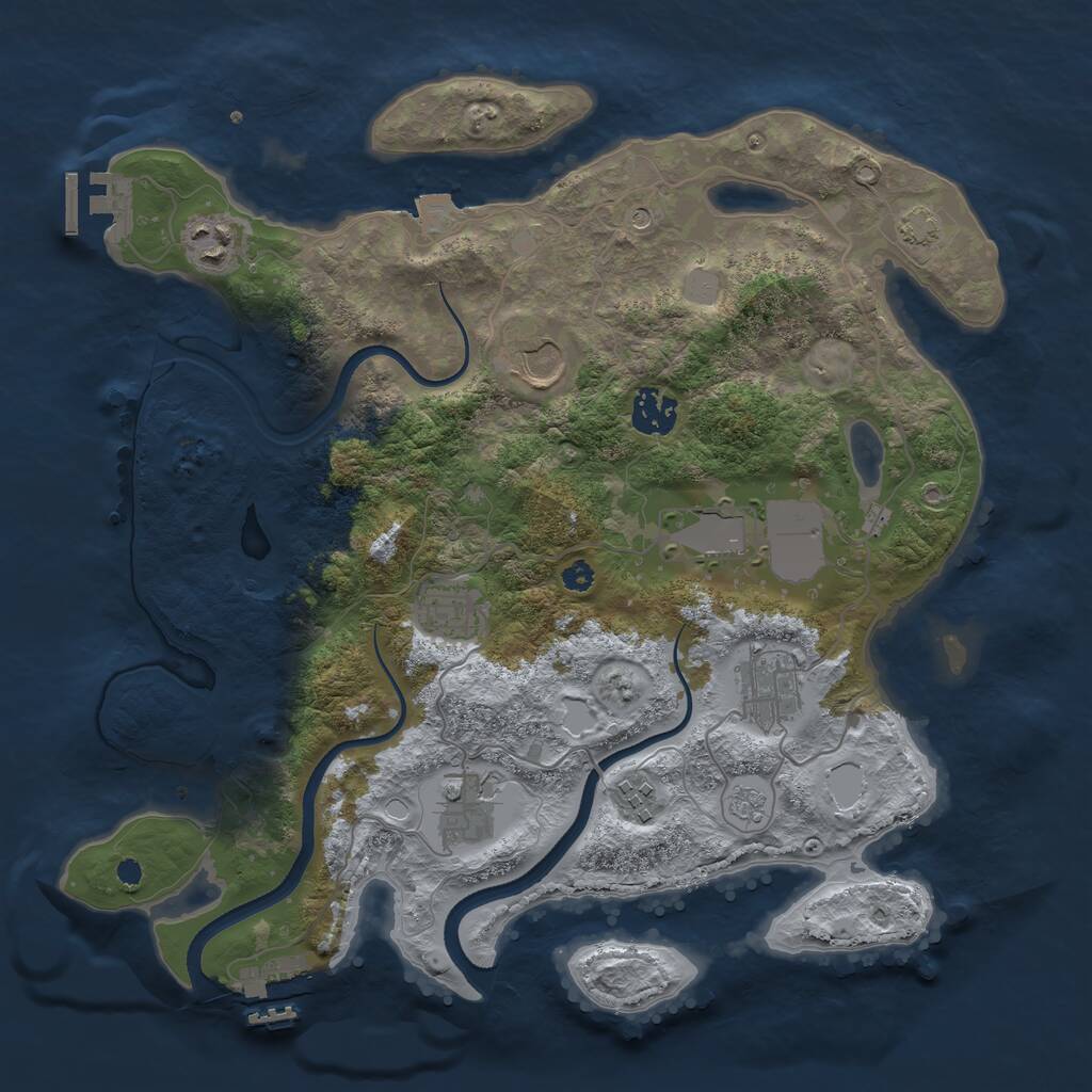 Rust Map: Procedural Map, Size: 3500, Seed: 666730767, 14 Monuments