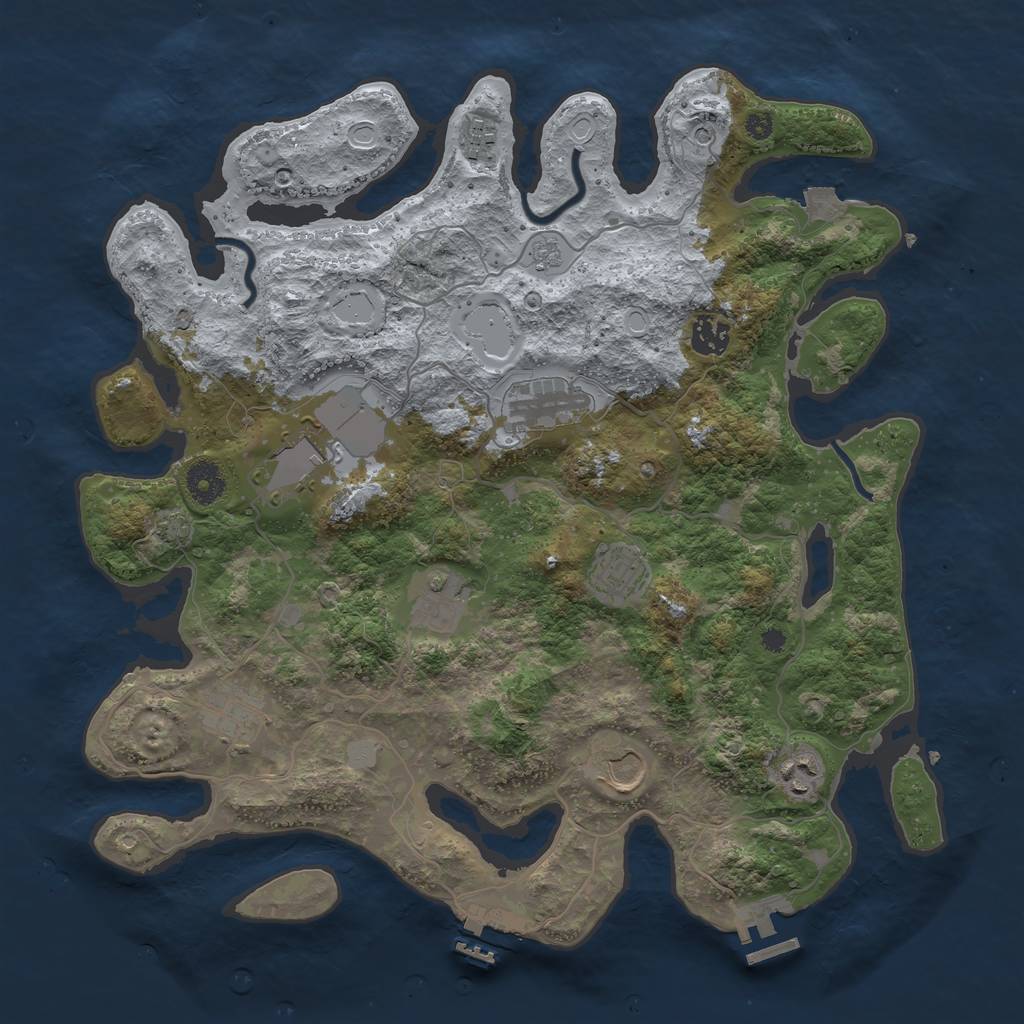 Rust Map: Procedural Map, Size: 3800, Seed: 449397601, 17 Monuments