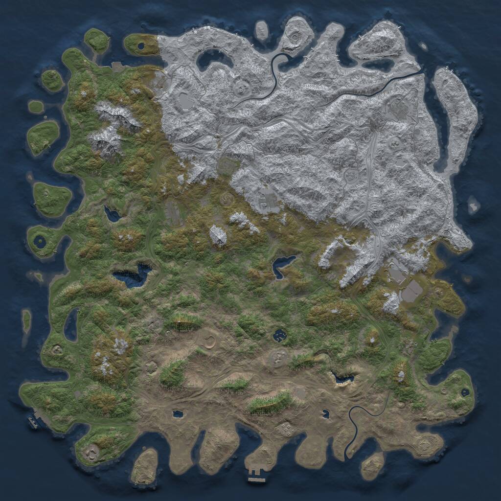 Rust Map: Procedural Map, Size: 6000, Seed: 34575656, 17 Monuments