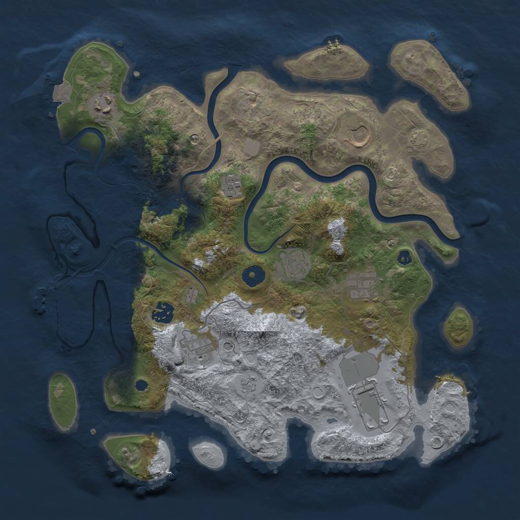 Rust Map: Procedural Map, Size: 3600, Seed: 2532110, 13 Monuments