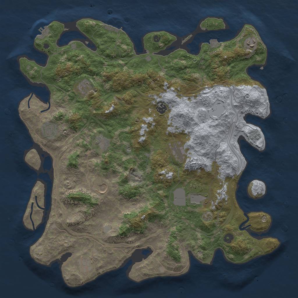 Rust Map: Procedural Map, Size: 4500, Seed: 1396836747, 18 Monuments