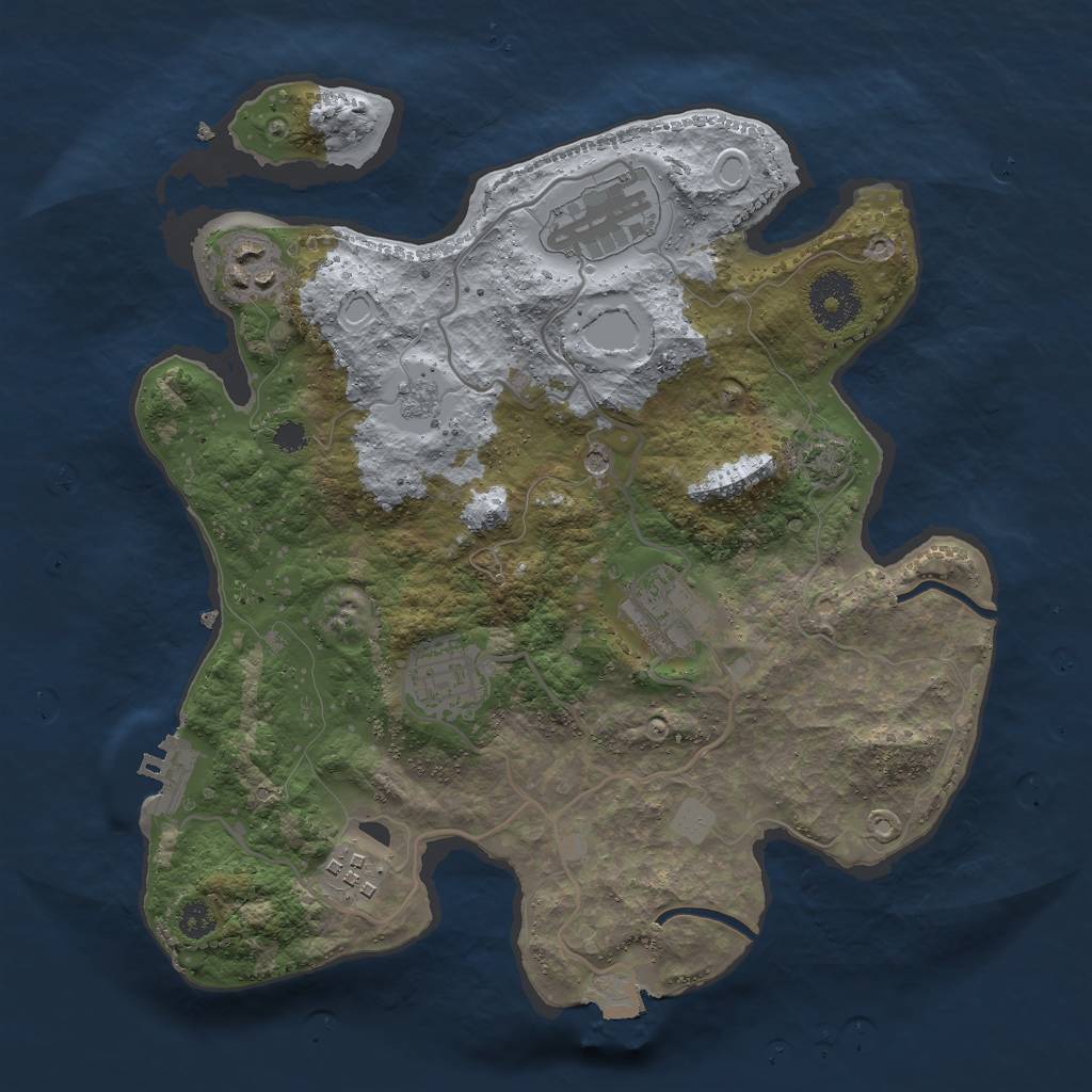 Rust Map: Procedural Map, Size: 3000, Seed: 838716024, 12 Monuments