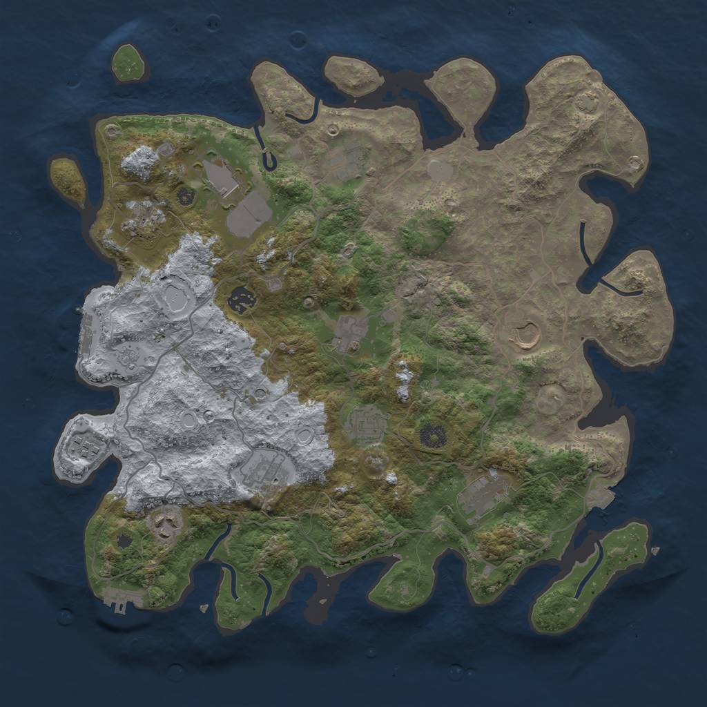 Rust Map: Procedural Map, Size: 4000, Seed: 355987723, 19 Monuments