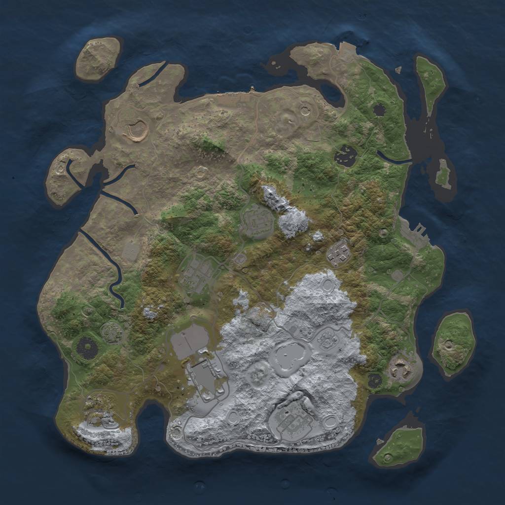 Rust Map: Procedural Map, Size: 3500, Seed: 22206786, 17 Monuments