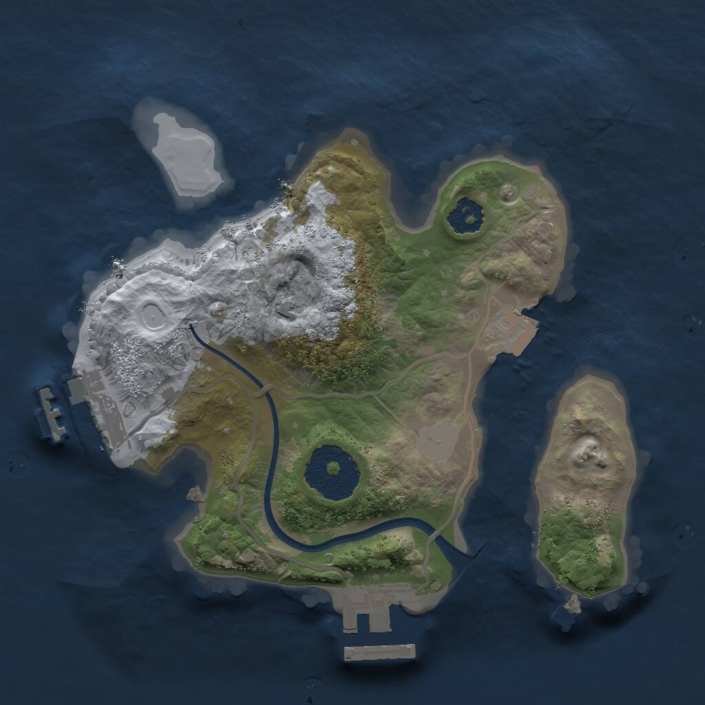 Rust Map: Procedural Map, Size: 2000, Seed: 1702702457, 3 Monuments