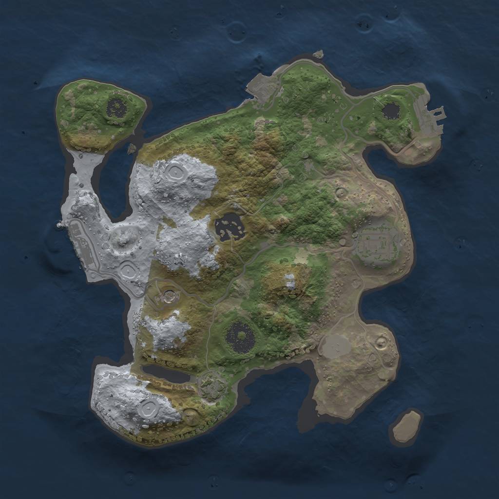 Rust Map: Procedural Map, Size: 2500, Seed: 888536635, 9 Monuments