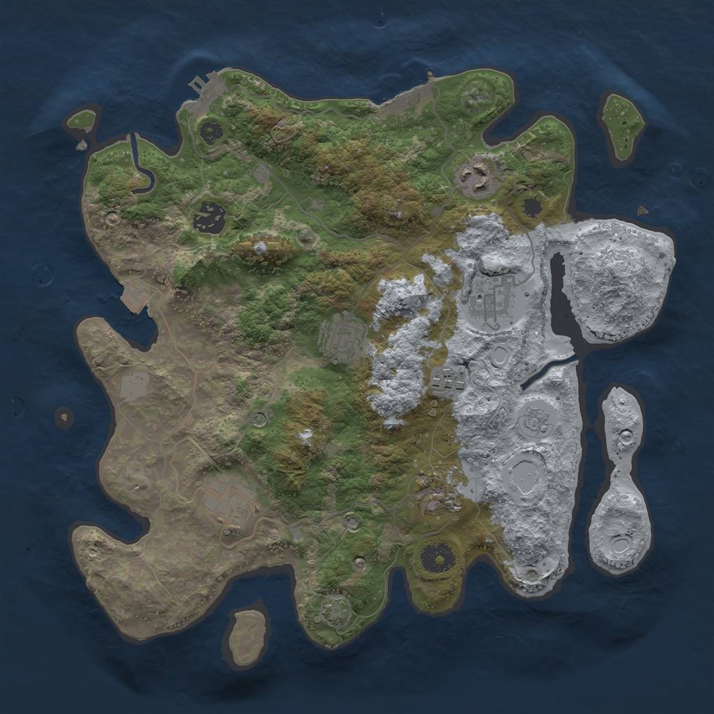 Rust Map: Procedural Map, Size: 3300, Seed: 648313339, 15 Monuments