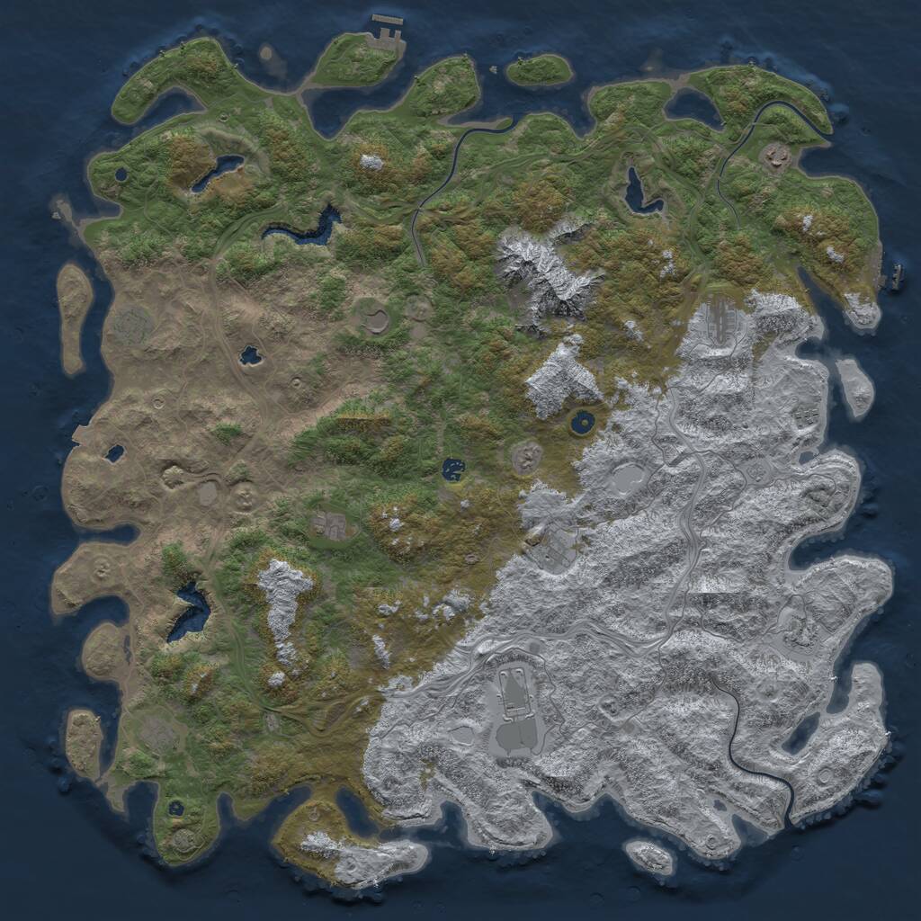 Rust Map: Procedural Map, Size: 6000, Seed: 1042409055, 17 Monuments