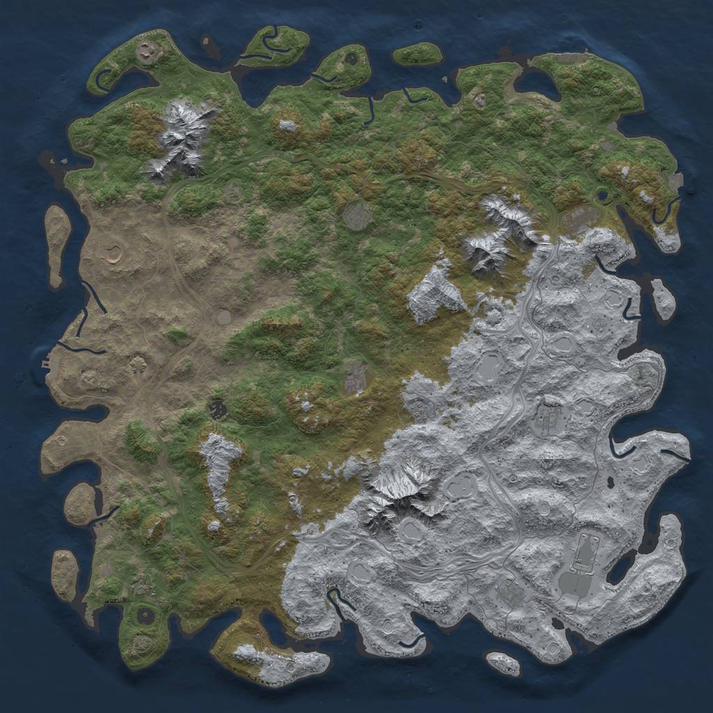 Rust Map: Procedural Map, Size: 6000, Seed: 1042409055, 19 Monuments