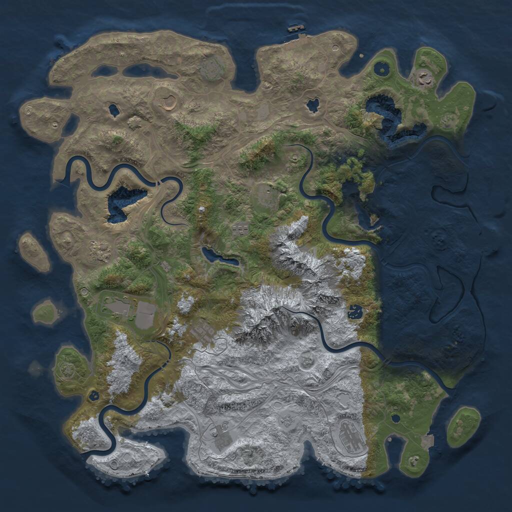 Rust Map: Procedural Map, Size: 5000, Seed: 2424, 17 Monuments