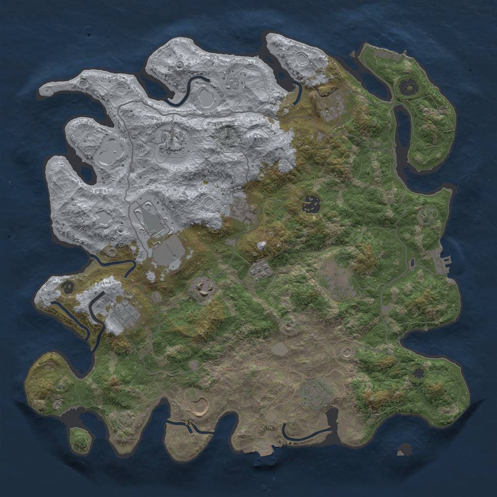 Rust Map: Procedural Map, Size: 4000, Seed: 753879470, 19 Monuments