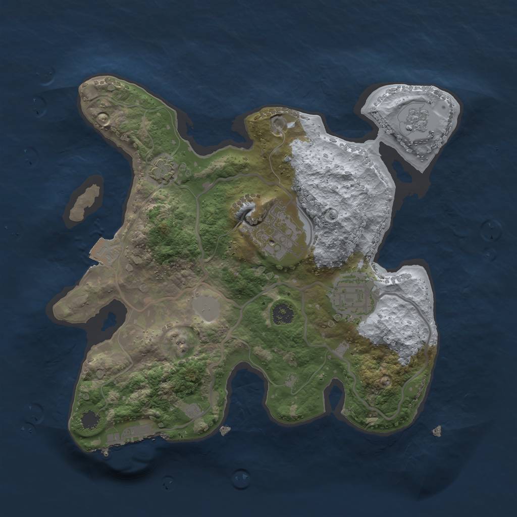 Rust Map: Procedural Map, Size: 2500, Seed: 1206175059, 8 Monuments