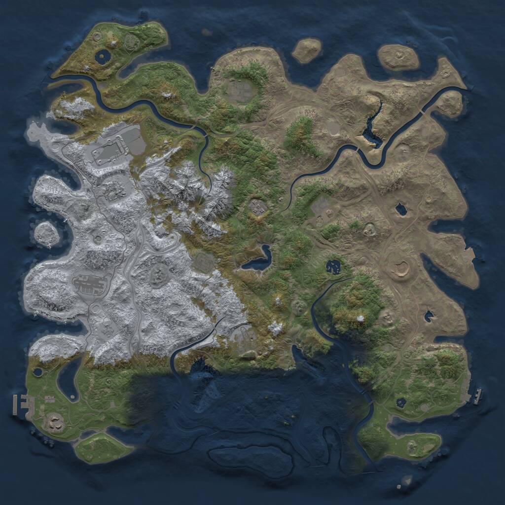 Rust Map: Procedural Map, Size: 5000, Seed: 1815553291, 17 Monuments