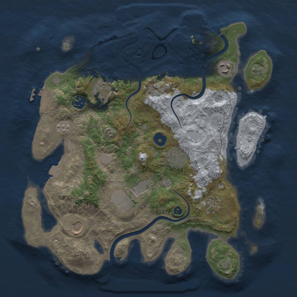 Rust Map: Procedural Map, Size: 3500, Seed: 1086200088, 14 Monuments