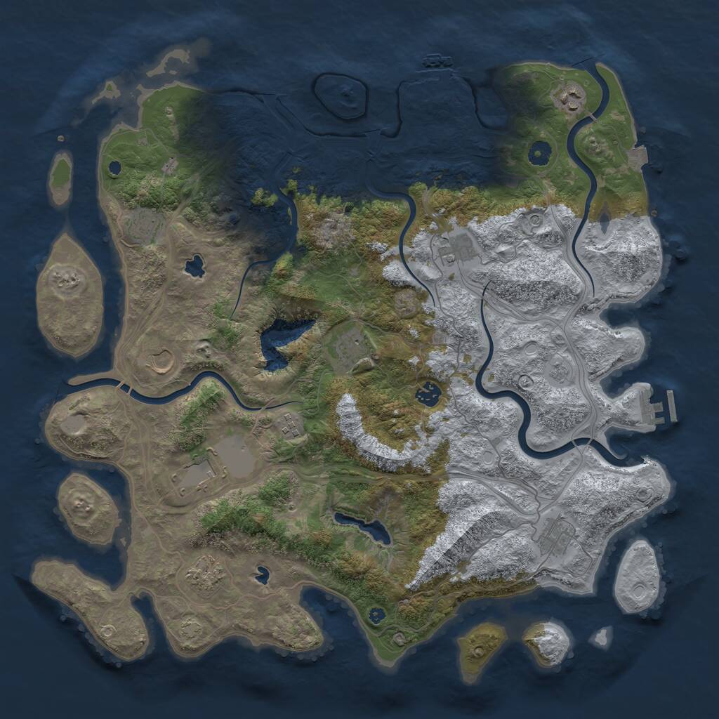 Rust Map: Procedural Map, Size: 4500, Seed: 37476, 16 Monuments