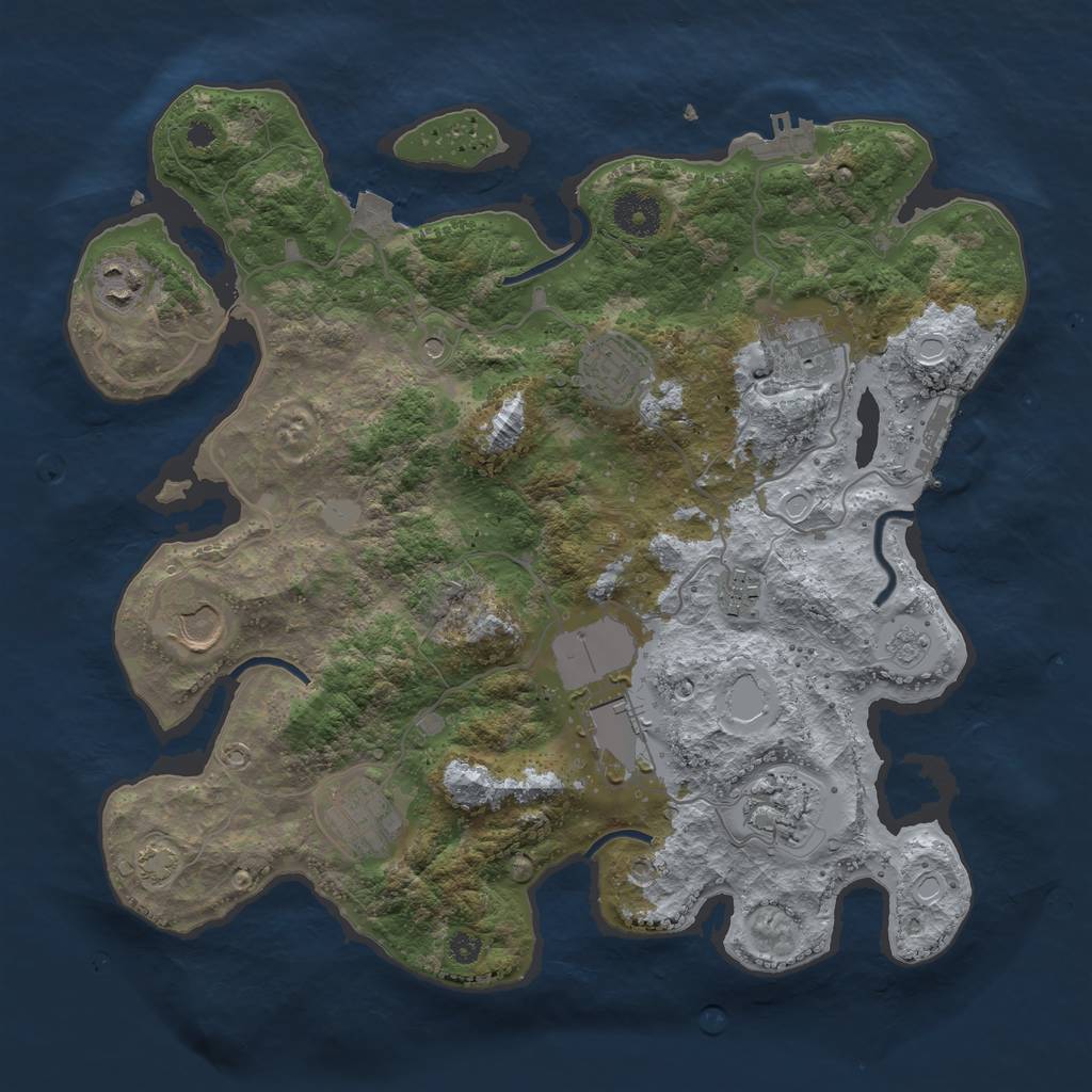 Rust Map: Procedural Map, Size: 3500, Seed: 1833292313, 16 Monuments