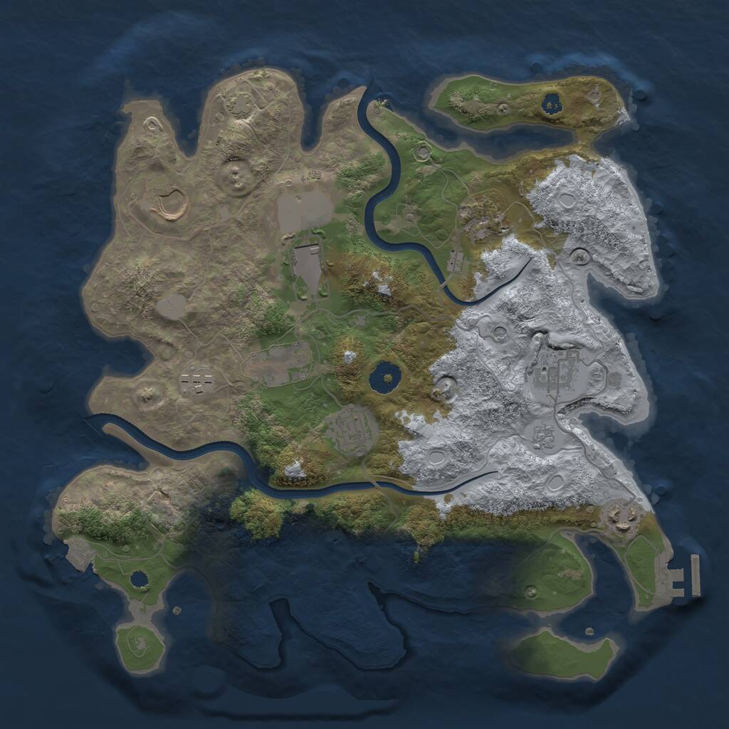Rust Map: Procedural Map, Size: 3500, Seed: 693419249, 13 Monuments