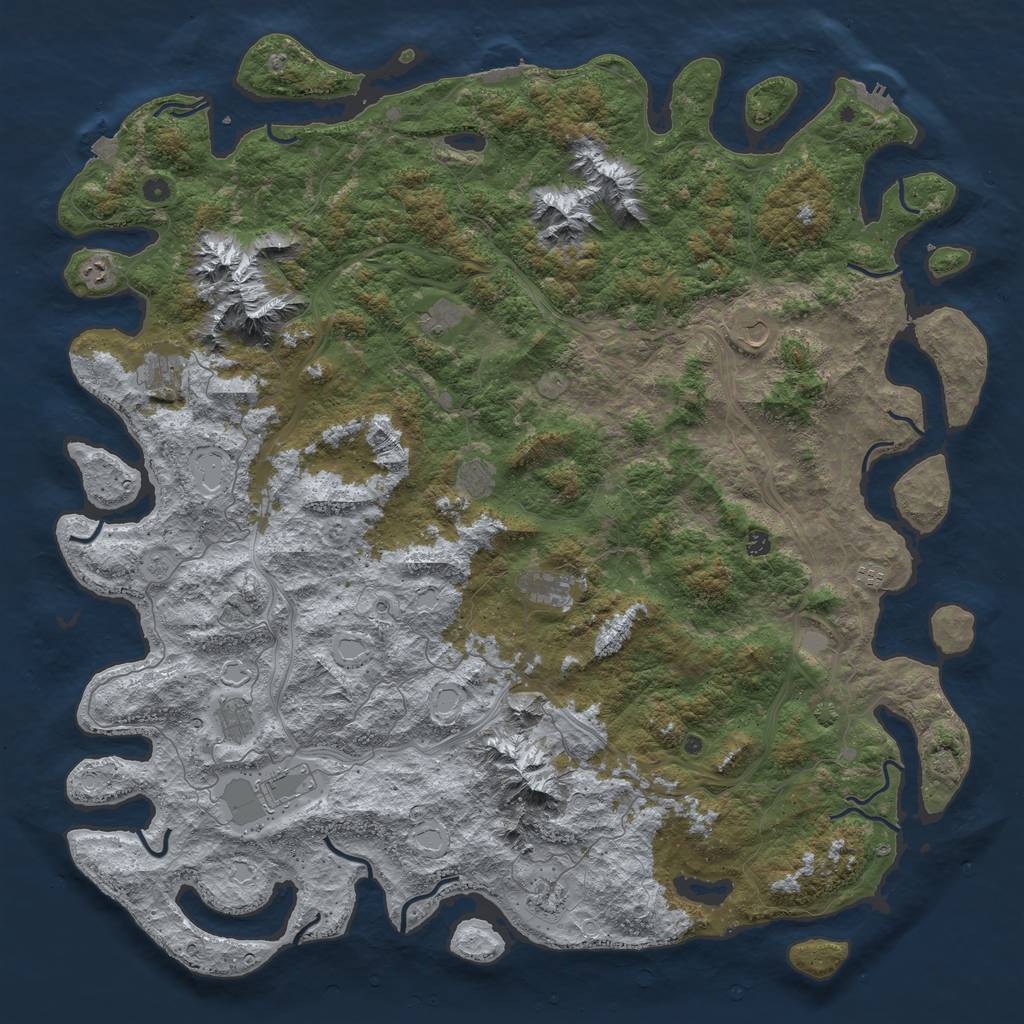 Rust Map: Procedural Map, Size: 6000, Seed: 32164, 19 Monuments