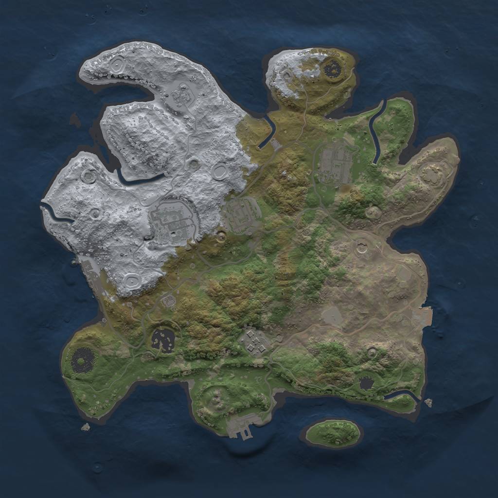 Rust Map: Procedural Map, Size: 3000, Seed: 1909896617, 13 Monuments